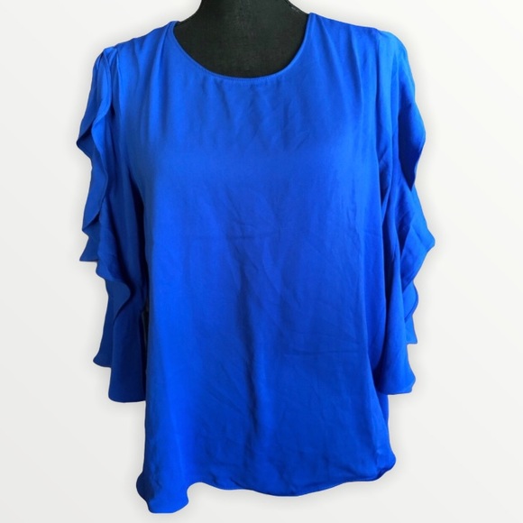 Naked Zebra Tops - NWT Naked Zebra Split Ruffle Sleeve Top